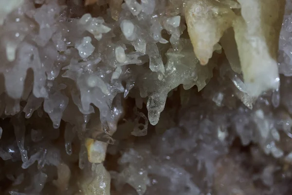 Cristaux Sur Divers Spéléothèmes Dans Une Grotte Dans Une Mine — Photo