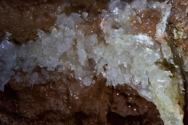 Kristaller Olika Speleothems Grotta Övergiven Gruva — Stockfoto