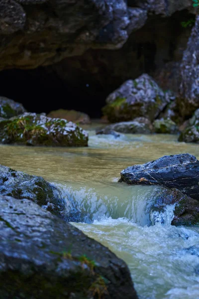 Paesaggio Con Doline Ventose Sistema Carsico Montagna Una Rete Drenaggio — Foto Stock