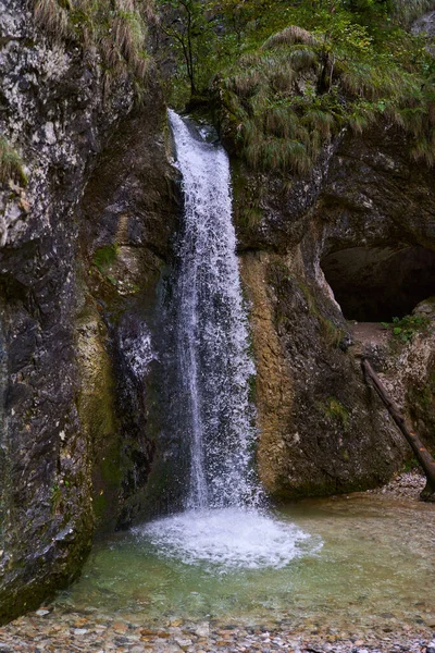 Paisagem Com Uma Cachoeira Nas Florestas Exuberantes — Fotografia de Stock