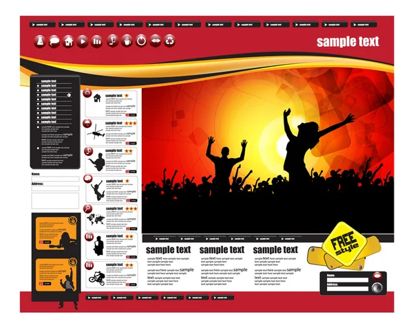 Webbplats layout med musik händelse ämne — Stock vektor