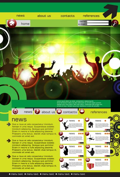 Diseño del sitio web con tema de evento musical — Vector de stock