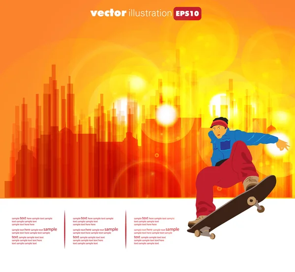 Skateboarder on street — Stock Vector