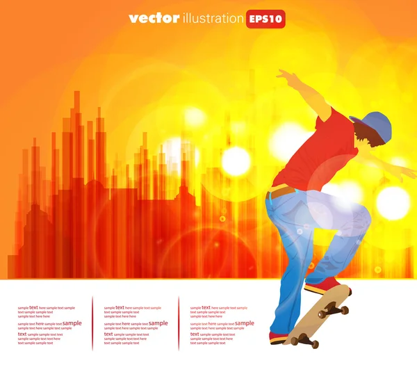 Skateboarder on street — Stock Vector