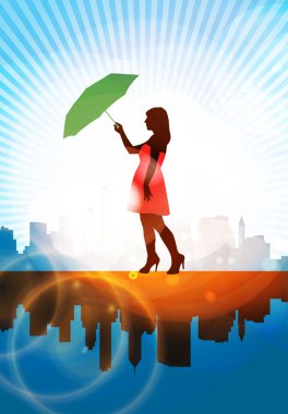 Şemsiyeli moda kadını