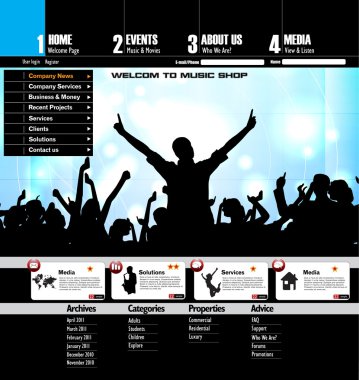 müzik olayı konu ile Web sitesi düzeni