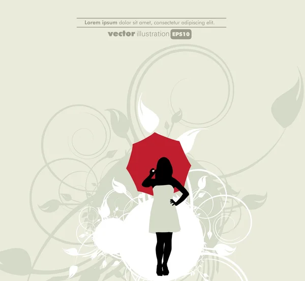 Femme de mode avec parapluie — Image vectorielle