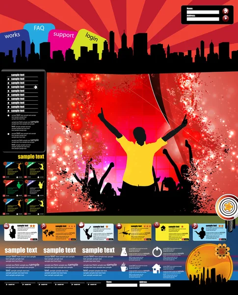 Website-Layout mit Thema Musik-Event — Stockvektor