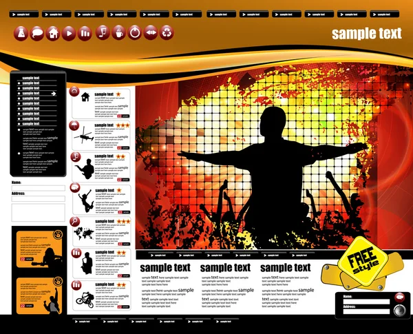 Diseño del sitio web con tema de evento musical — Archivo Imágenes Vectoriales