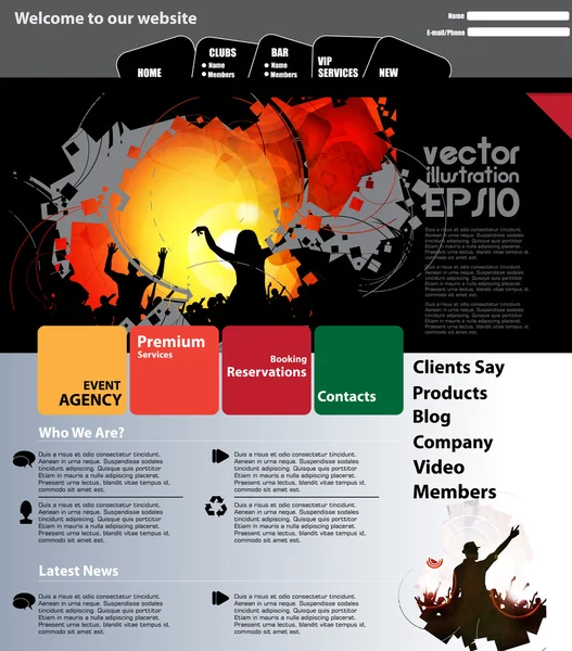 Webbplats layout med musik händelse ämne — Stock vektor