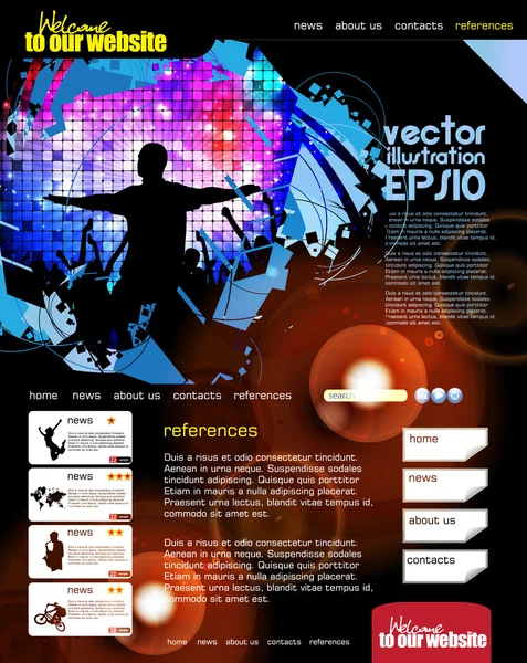 Diseño del sitio web con tema de evento musical — Vector de stock