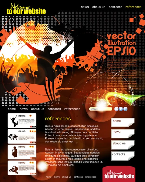 Diseño del sitio web con tema de evento musical — Archivo Imágenes Vectoriales