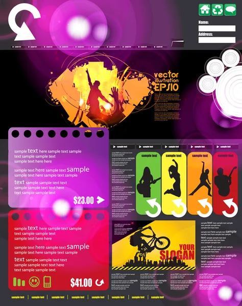 Diseño del sitio web con tema de evento musical — Vector de stock