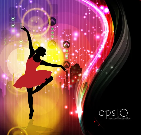 Bailarina de ballet actuando — Vector de stock