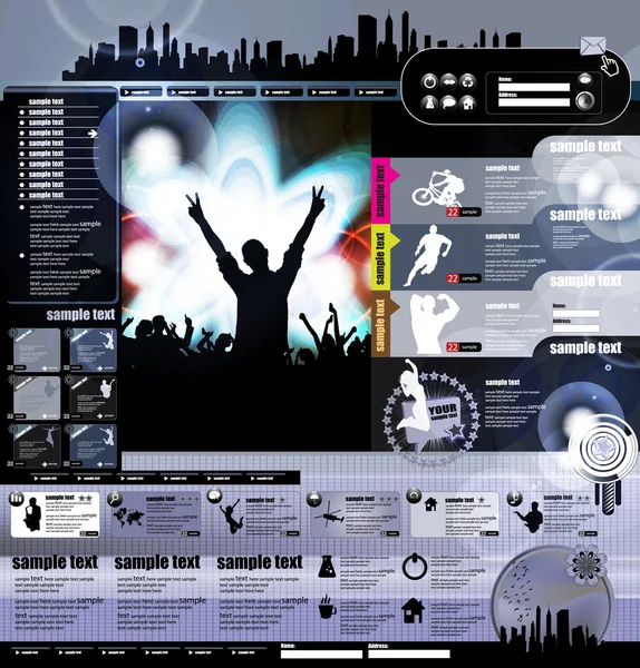 Website lay-out met muziek evenement onderwerp — Stockvector