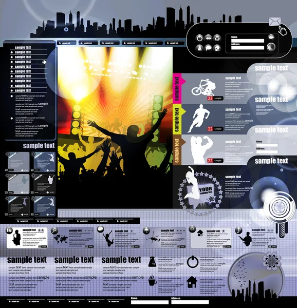 Webbplats layout med musik händelse ämne — Stock vektor