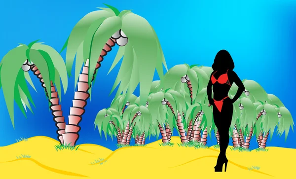 Silhueta de mulher na praia — Fotografia de Stock