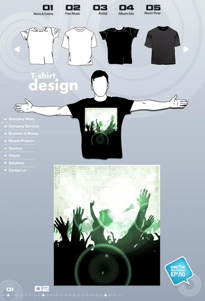 Parte T-Shirt plantilla Vector Diseño — Archivo Imágenes Vectoriales