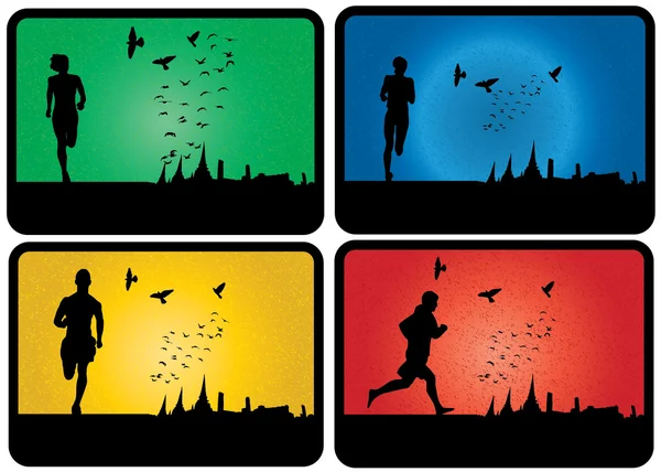 Set of runners silhouette — Stock Vector