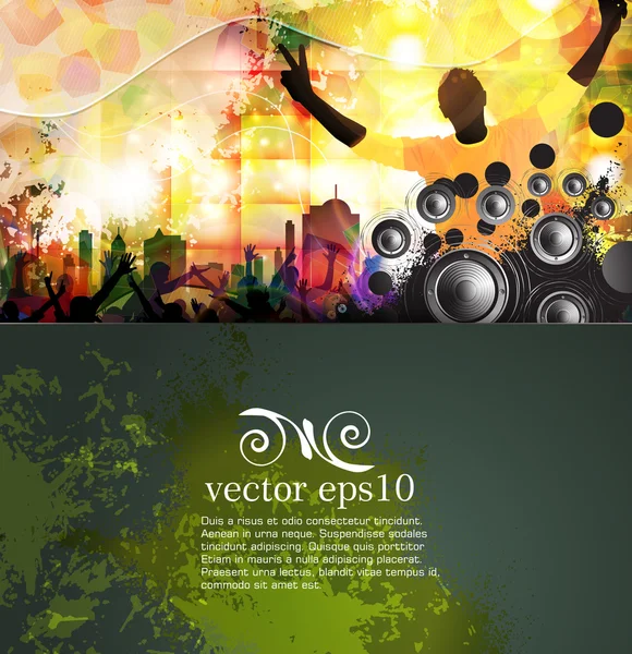 Multidão no concerto de música. Vetor — Vetor de Stock