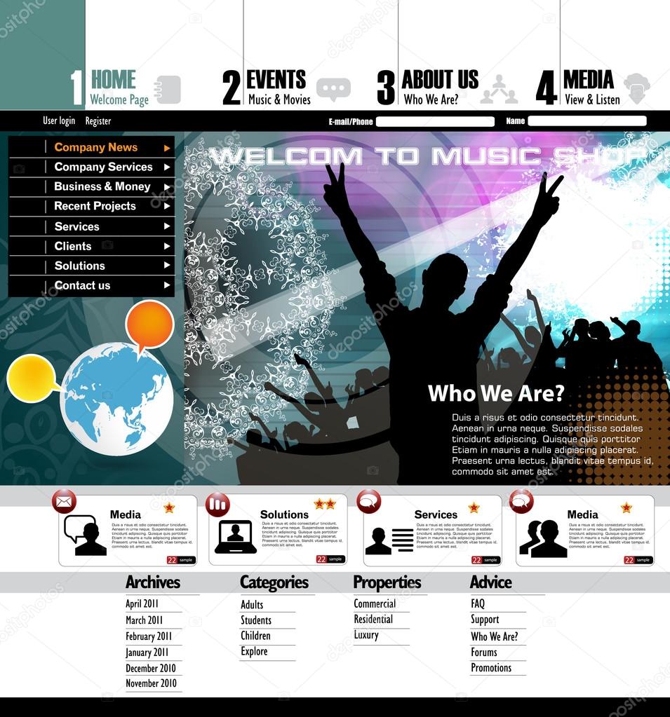 Music Website Template - Vector Design