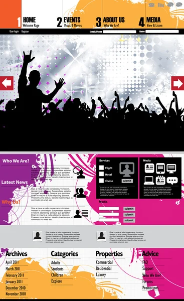 Modèle de site Web de musique — Image vectorielle