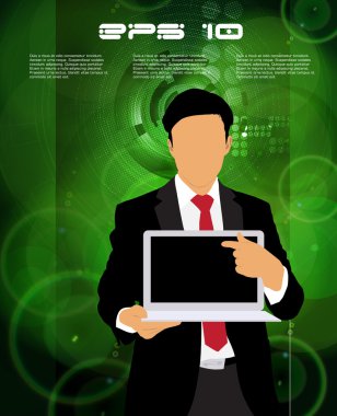 Dizüstü bilgisayarı olan iş adamı