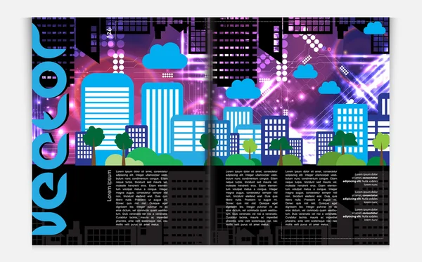杂志的页的城市天际线 — 图库矢量图片
