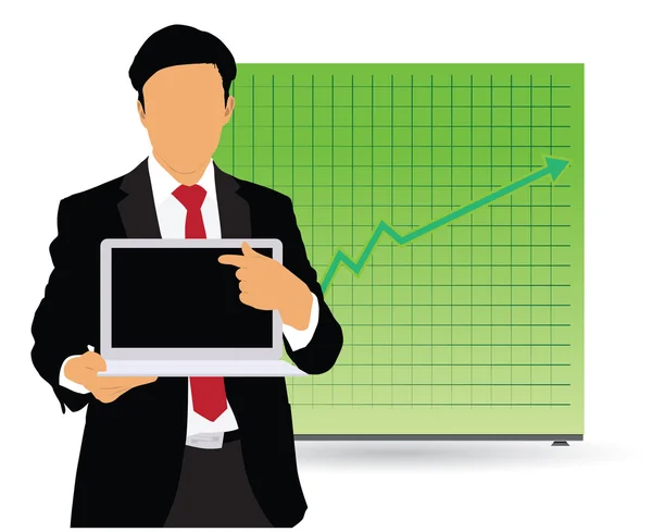 Üzletember laptoppal — Stock Vector