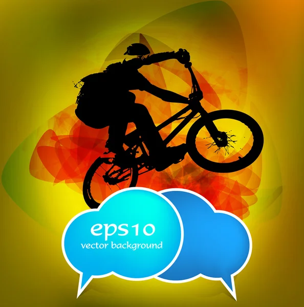 BMX cycliste au-dessus des bulles de parole — Image vectorielle