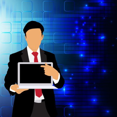 Dizüstü bilgisayarı olan iş adamı