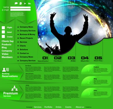 Web sitesi şablonu ile müzik bayrak