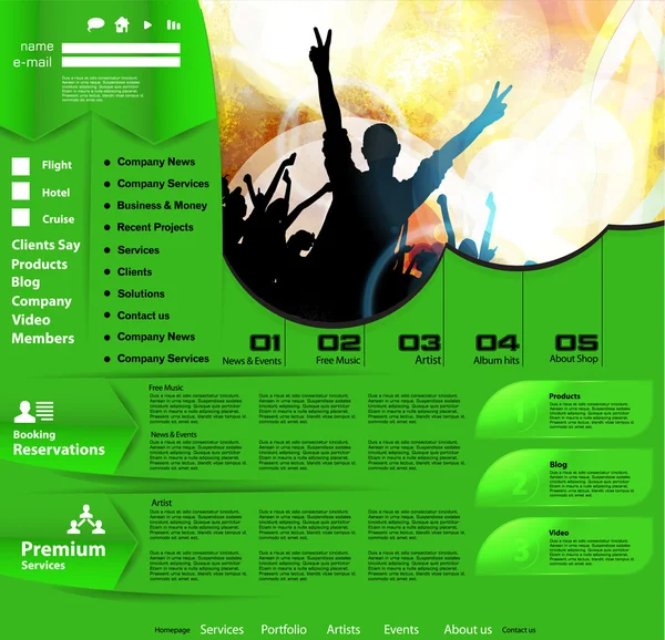 Websitesjabloon met muziek banner — Stockvector