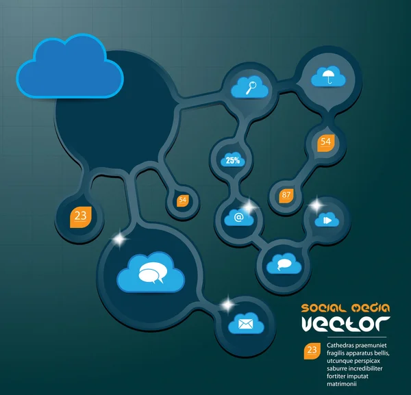 Social Media e illustrazione della rete — Vettoriale Stock