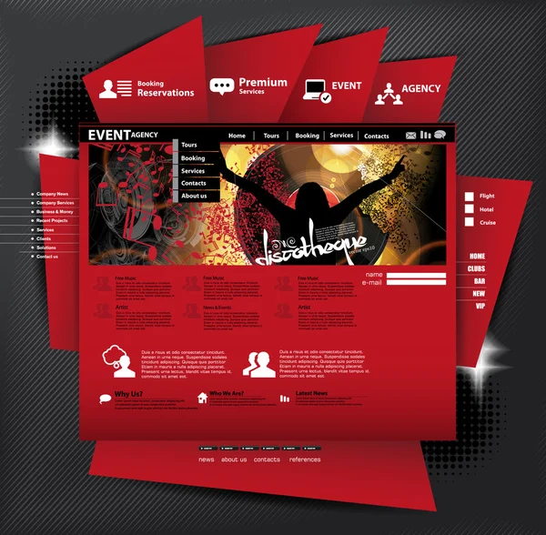 Diseño del sitio web con música subjec — Vector de stock