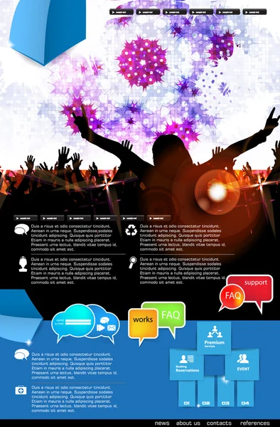 ウェブサイト音楽テンプレート. — ストックベクタ
