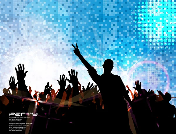 Multitud frente a un escenario . — Vector de stock