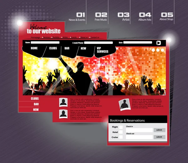 网站模板与音乐横幅 — 图库矢量图片