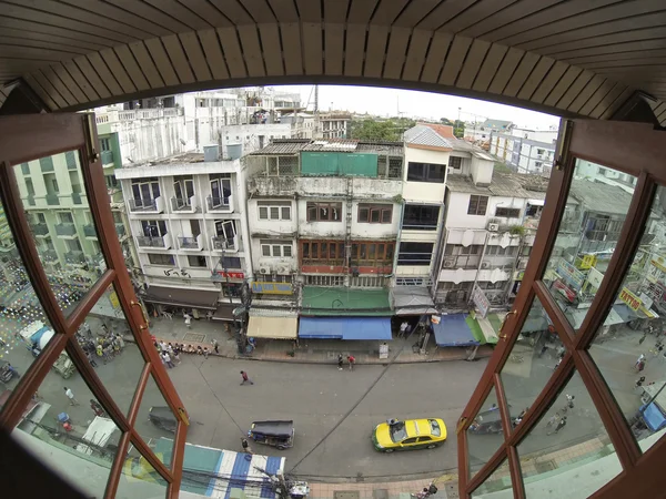 View from the window to the street — Stock Photo, Image