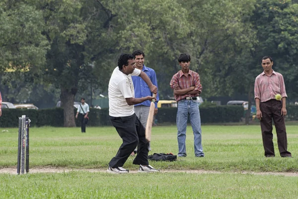 Группа мужчин, играющих в крикет — стоковое фото