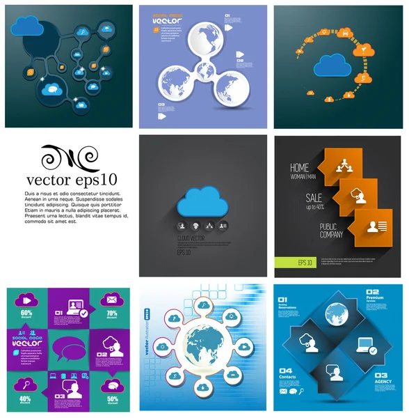 Conjunto de conceptos de Cloud Computing — Vector de stock