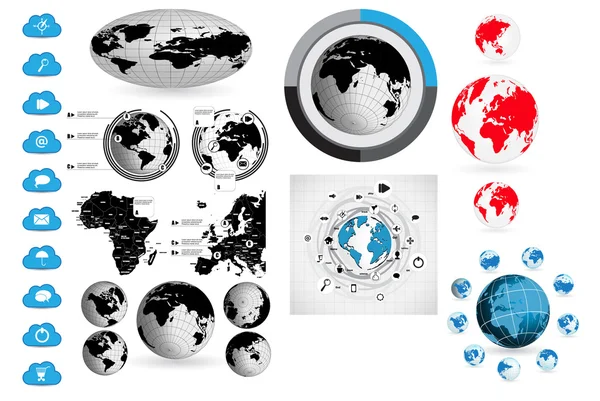 Grande conjunto de mapa do mundo — Vetor de Stock