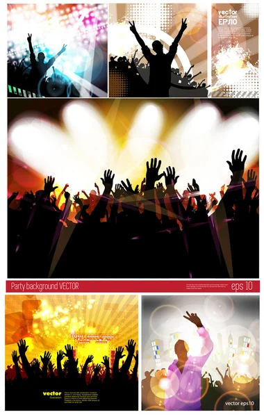 Big set of music party posters — Stock Vector