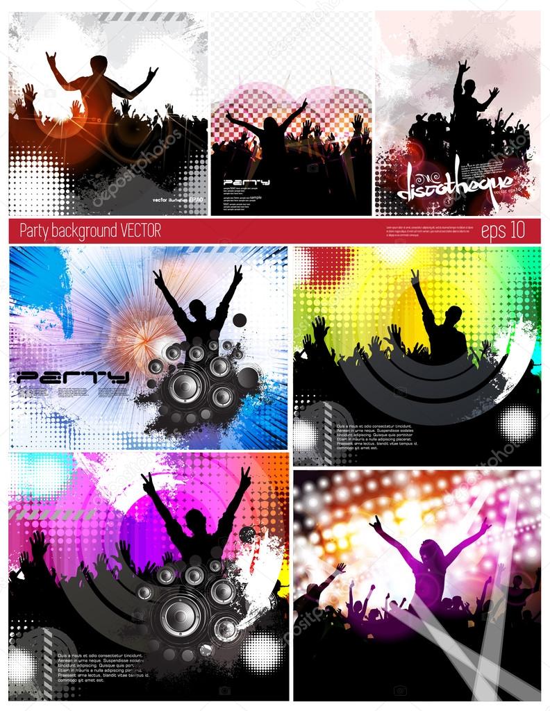 Big set of music party posters