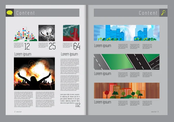 Magazine layout with urban design — Stock Vector