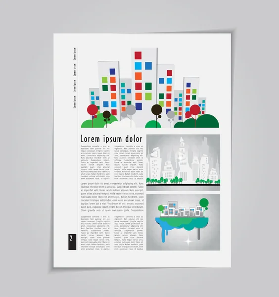 Folleto Plantilla con diseño de ciudad — Vector de stock