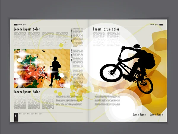 Magazine lay-out met sport ontwerp — Stockvector