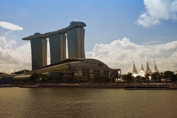 Singapore centro con Merlion — Foto Stock