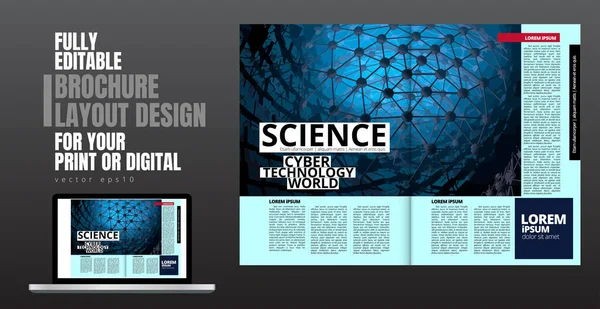 Folleto Ebook Maqueta Presentación Con Tema Tecnología Listo Para Uso — Archivo Imágenes Vectoriales