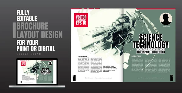 Folleto Ebook Maqueta Presentación Con Tema Tecnología Listo Para Uso — Archivo Imágenes Vectoriales